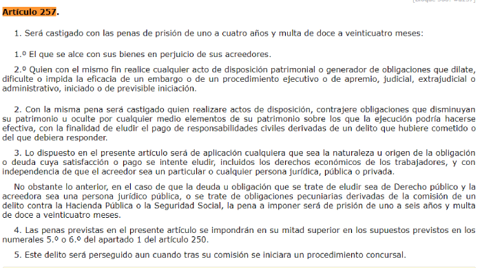 alzamiento de bienes