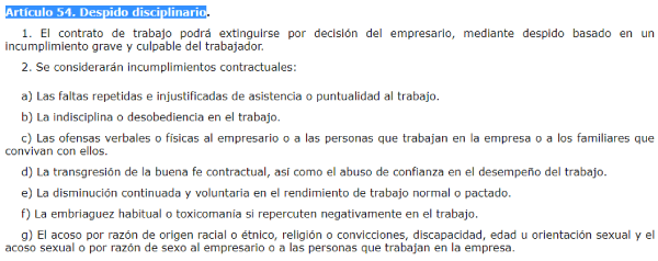 despido procedente