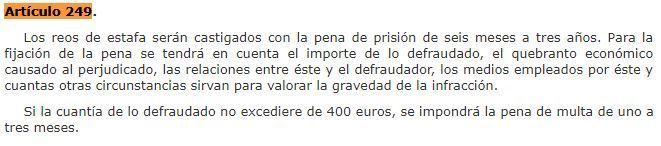 penas del delito de estafa