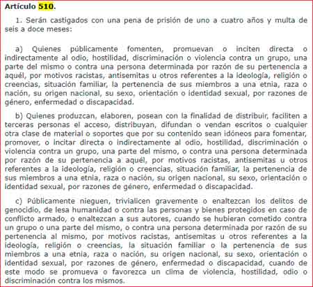 delito de odio en el codigo penal español