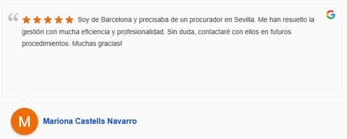 testimonio en Google de abogada de barcelona