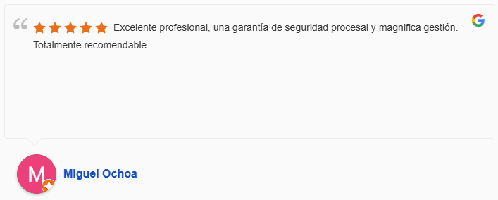 testimonio en Google de abogado de córdoba miguel ochoa